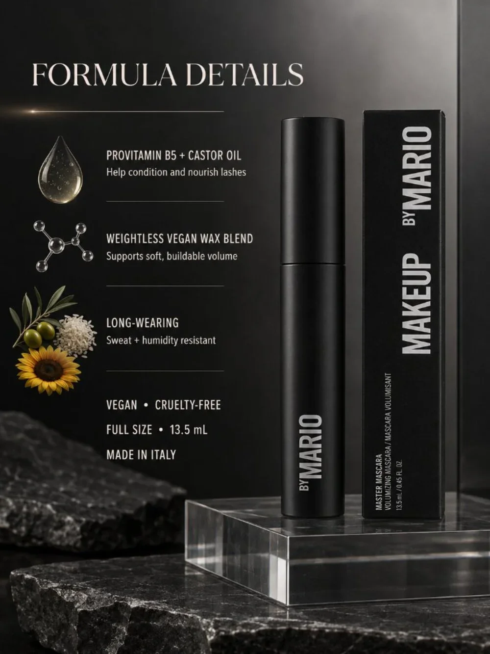 MAKEUP BY MARIO Master Mascara Volumizing Lift Super Black Full Size NIB
